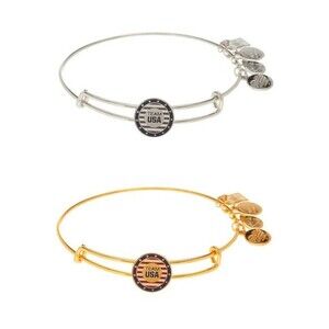 2 Alex and Ani Team USA Slider Charm Expandable Bangle Bracelet NEW Gold Silver